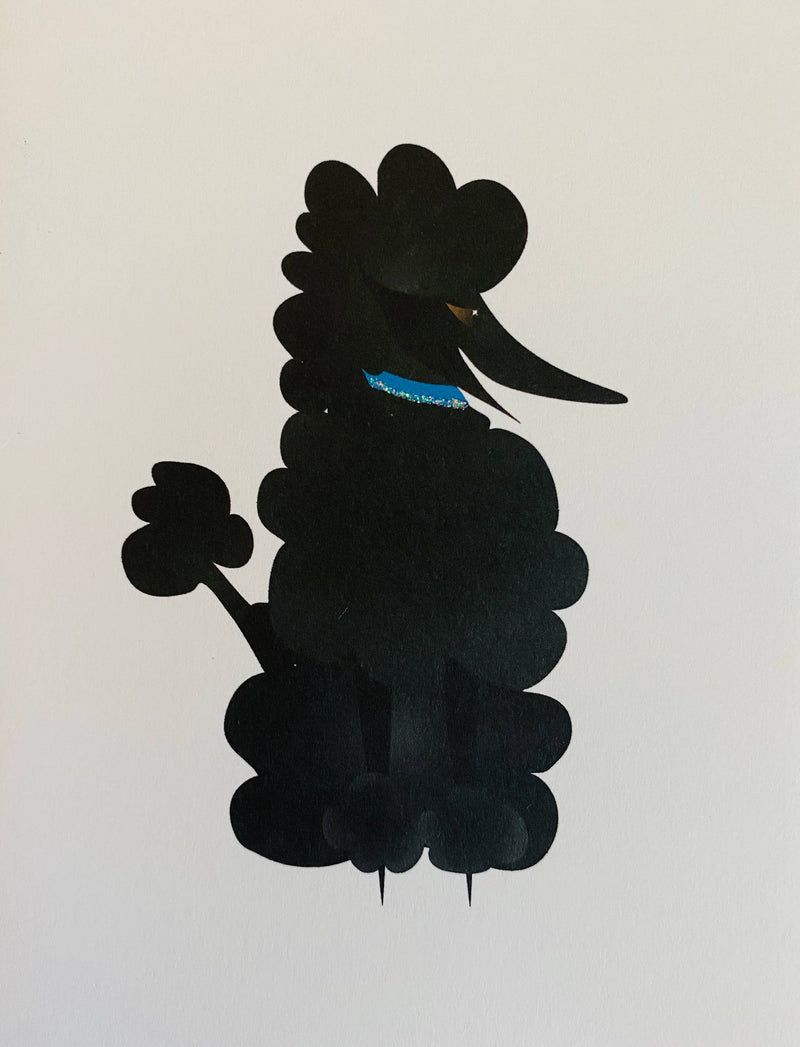 Stylized Black Sitting Poodle