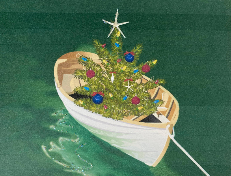 Christmas Dory Boat in Water