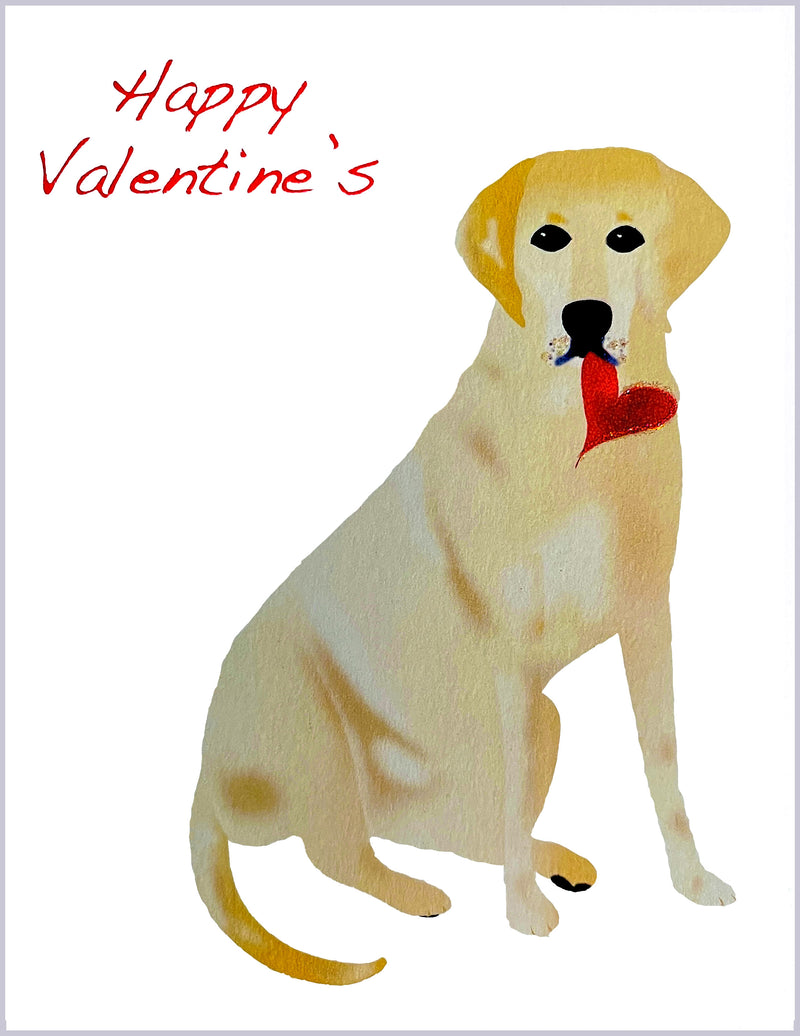 Yellow Labrador with Heart and Valentines
