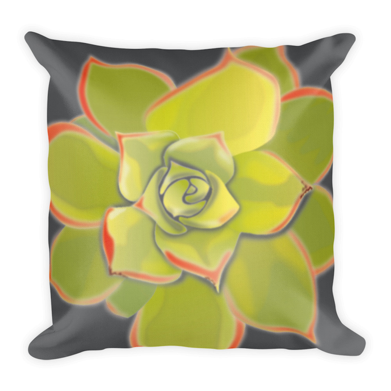 Orange and Green Succulent Pillow