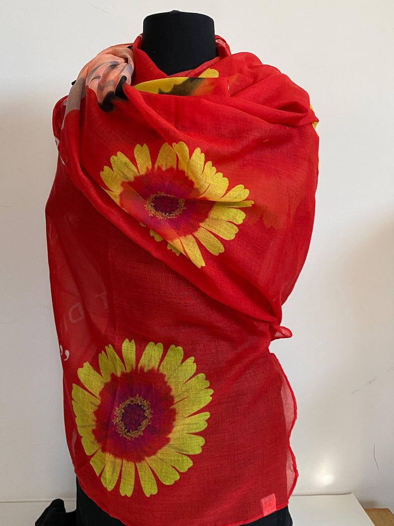 Latina with Zinnia Rectangular Scarf