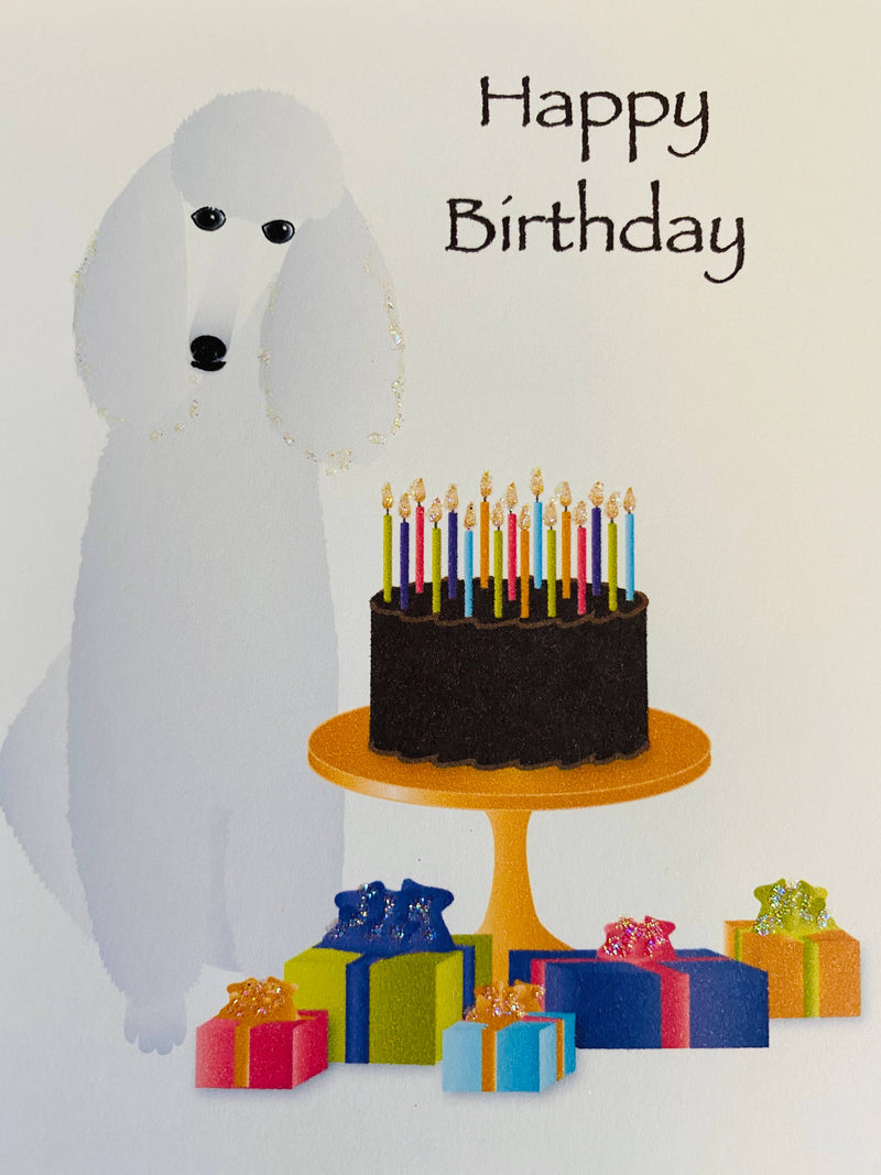 White Poodle Dog with Cake