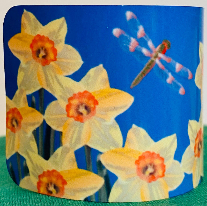 Nouveau Daffodil and Dragonfly Cuff Bracelet