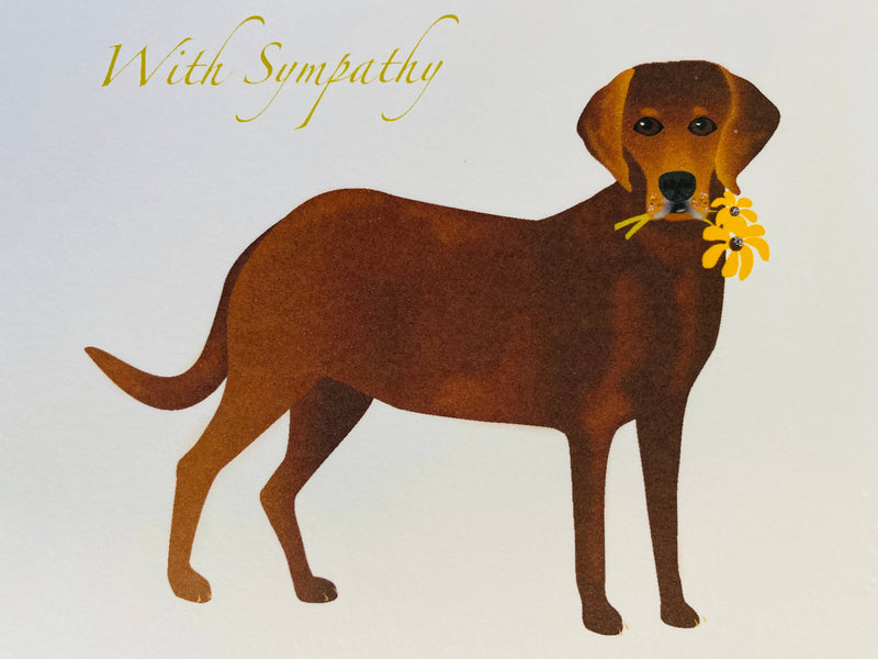 Lab Dog with Flower Sympathy Card