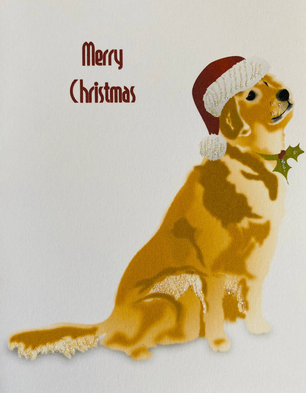 Christmas Sitting Golden Retriever