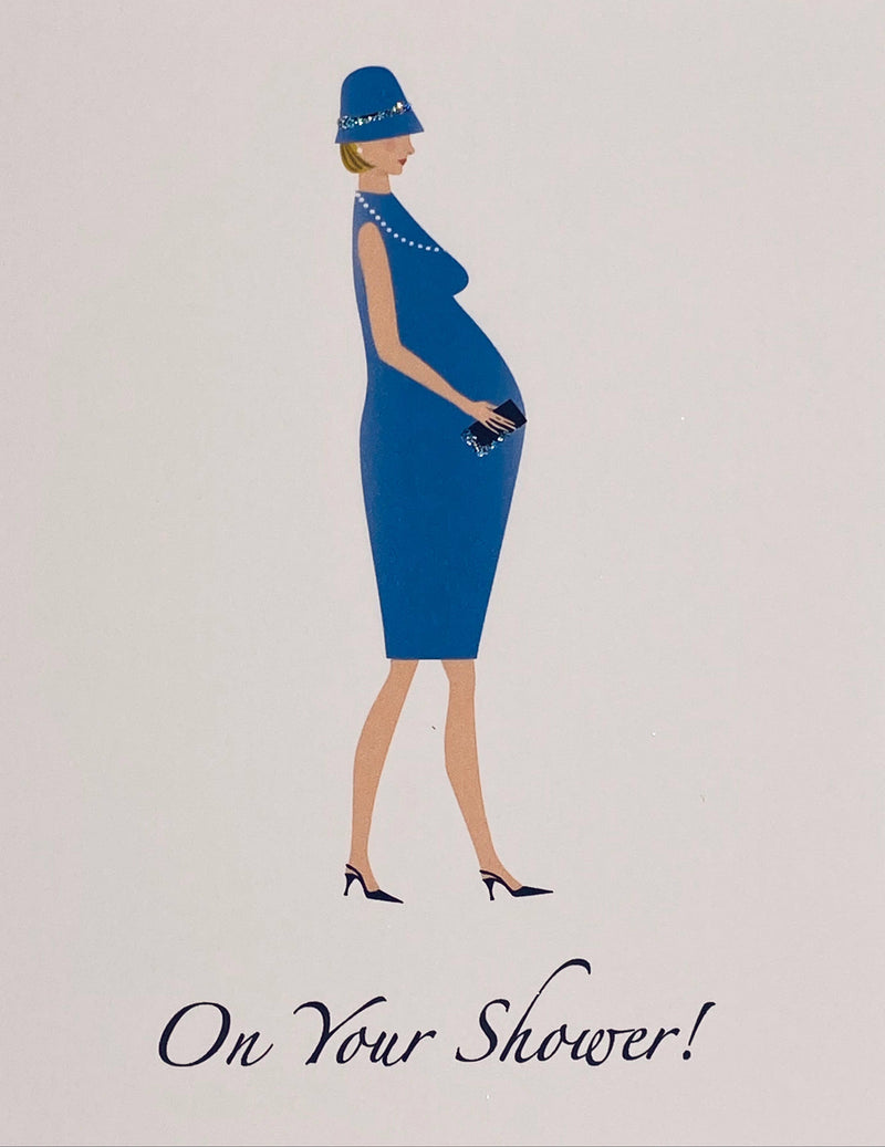 Pregnant BLUE Shower Loose Note Card