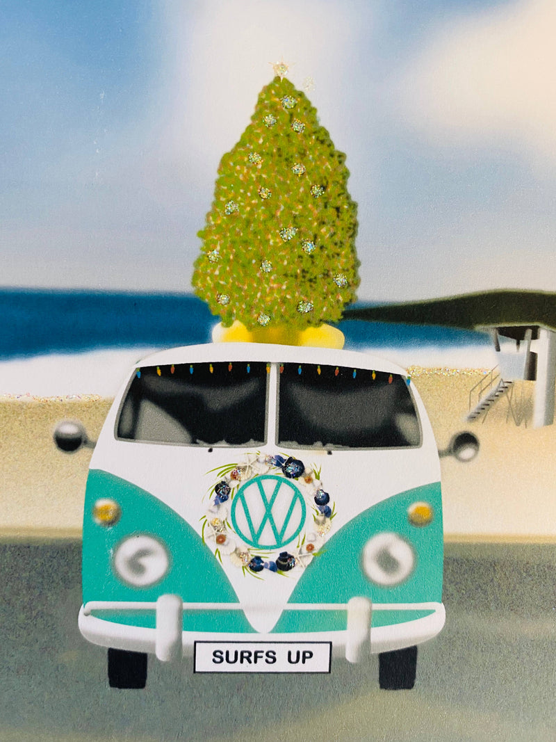 Christmas Surf Van, Holiday Card